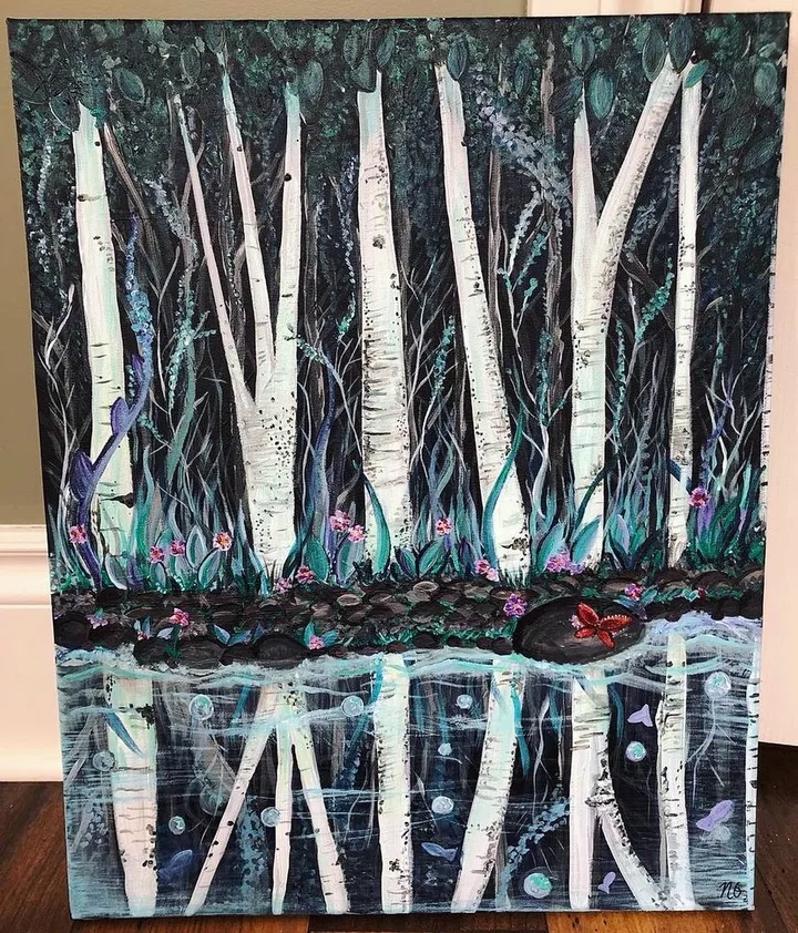 Snow Birch painting